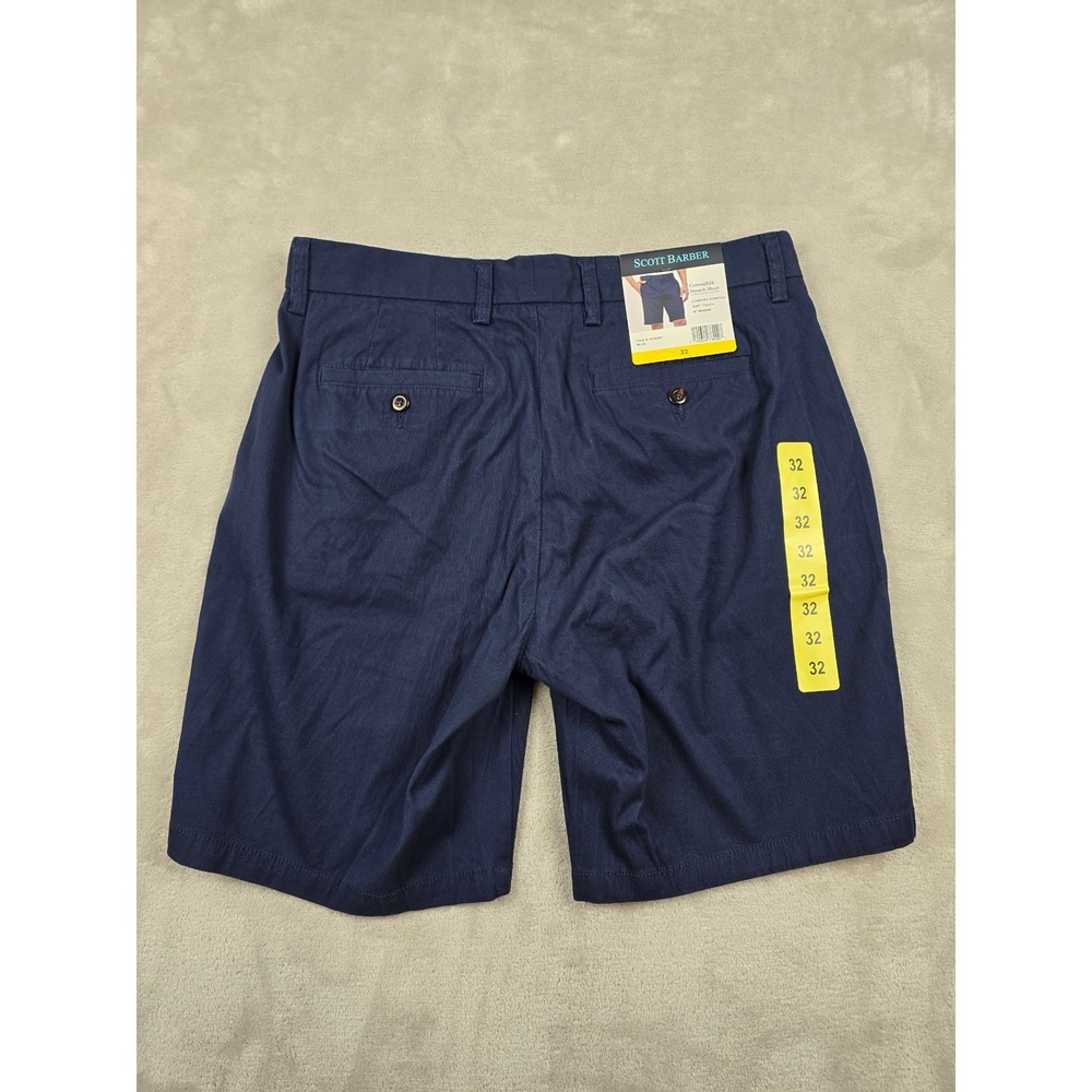 New Scott Barber Cotton Silk Stretch Short Mens 32 Blue 9" Inseam‎ Soft Touch